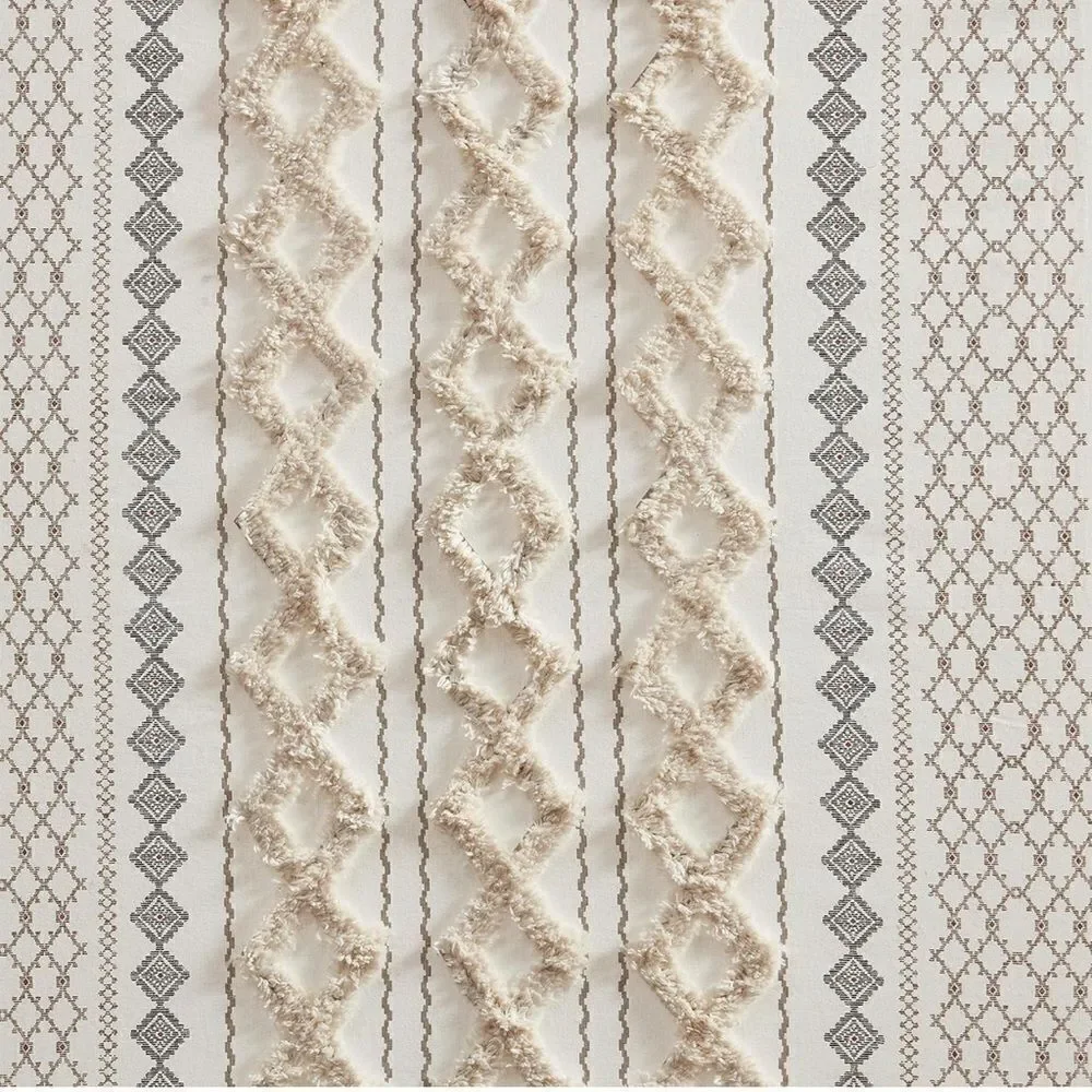 INK+IVY Imani 100% Cotton Boho‎ Chenille Stripe Geometric Print Curtains